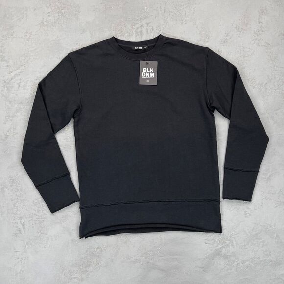 NWT BLK DNM Sweatshirt 75 Cotton French Terry Sweatshirt w/ Raw Hem NEW